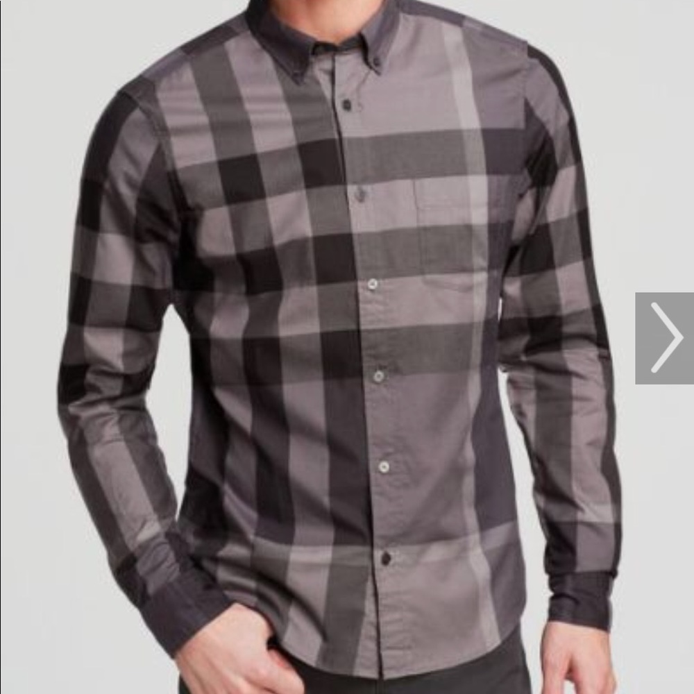 Burberry London Charcoal Treyforth Check Shirt  XL